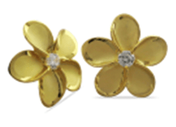 Sterling Silver Gold Tone and Rhodium Plated Plumeria CZ Post Earrings - Jewelry - Leilanis Attic
