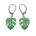 Sterling Silver Hawaiian Green Turquoise Monstera Lever Back Earrings - Jewelry - Leilanis Attic