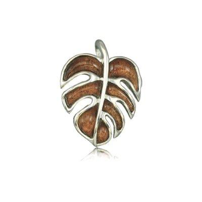 Sterling Silver Hawaiian Koa Wood Monstera Leaf Pendant - Pendant - Leilanis Attic