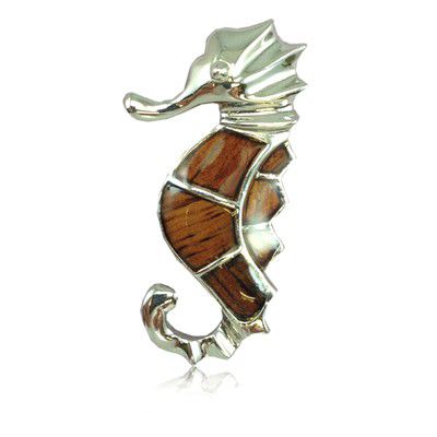 Sterling Silver Hawaiian Koa Wood Seahorse Pendant - Jewelry - Leilanis Attic