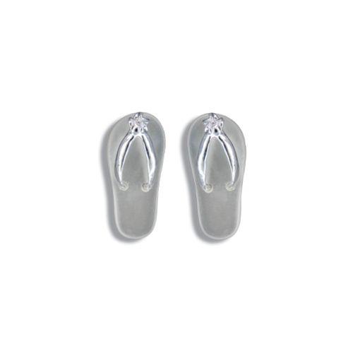 Sterling Silver Hawaiian Plumeria with Mother of Pearl Shell Slipper Earrings, White or Black - Earrings - Leilanis Attic
