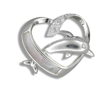 Sterling Silver Heart and Dolphin Pendant - Jewelry - Leilanis Attic
