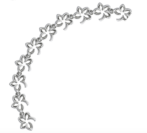 Sterling Silver Open Plumeria Outline Bracelet - Jewelry - Leilanis Attic