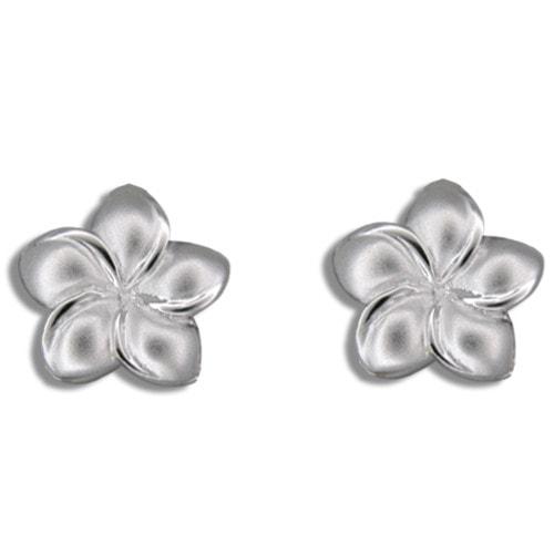 Sterling Silver Plumeria Earrings, 15MM - Jewelry - Leilanis Attic
