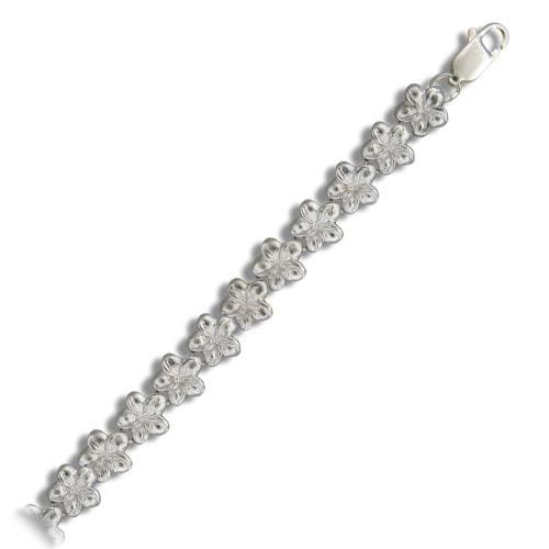 Sterling Silver Plumeria Link Bracelet/Anklet - Jewelry - Leilanis Attic