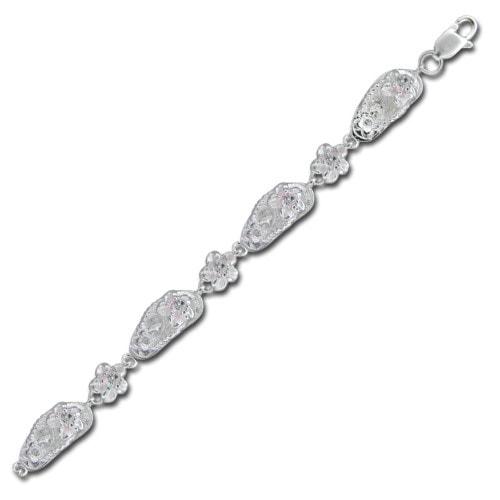 Sterling Silver Plumeria Slipper Bracelet with Clear CZ - Jewelry - Leilanis Attic