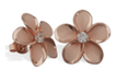 Sterling Silver Rose Gold and Rhodium Plated Plumeria CZ Post Earrings - Jewelry - Leilanis Attic