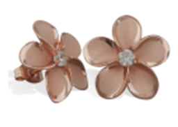 Sterling Silver Rose Gold and Rhodium Plated Plumeria CZ Post Earrings - Jewelry - Leilanis Attic
