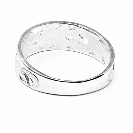 Tapered Dainty Sterling Silver Plumeria Scroll Ring - Ring - Leilanis Attic