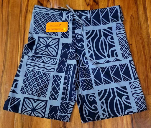 Wailoa “Grey Block Tribal” Board Shorts - Board Shorts - Mens - Leilanis Attic