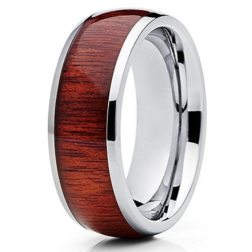 Wide Style, Dark Koa Titanium Ring, 8mm - Jewelry - Leilanis Attic