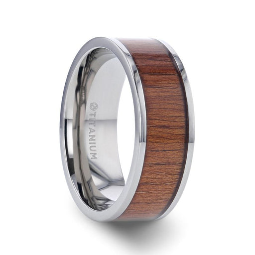 Wide Style, Koa Titanium Ring, 8mm - Jewelry - Leilanis Attic