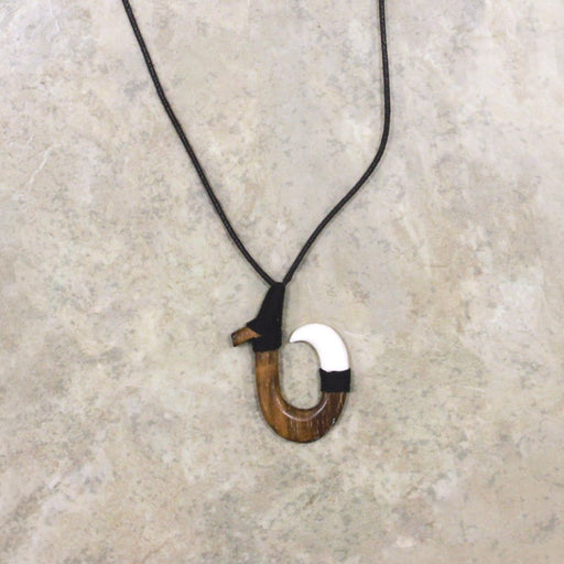 Wood and Bone Hook Adjustable Black Cord Necklace - Jewelry - Leilanis Attic