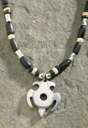 Wood Beaded Cord Necklace with Pewter Honu - Jewelry - Leilanis Attic