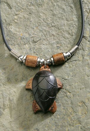 Wood Honu Rubber Cord Necklace - Jewelry - Leilanis Attic
