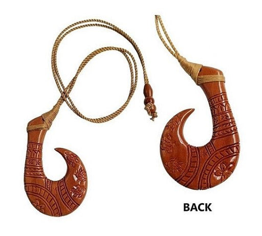 Wood Hook Pendant Necklace, Tribal Carving - Jewelry - Leilanis Attic
