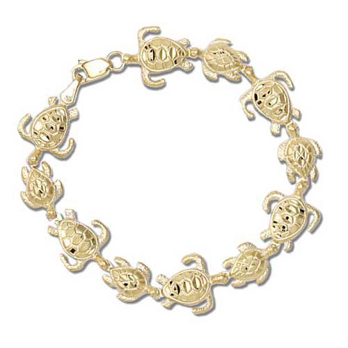 14kt Yellow Gold Hawaiian Mother and Baby HONU Bracelet - Leilanis Attic