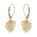 4KT Yellow Gold Hawaiian Monstera Leaf Earrings with Lever Back - Leilanis Attic