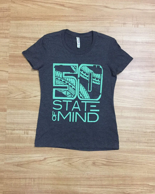 50th State of Mind "Logo Tribal" Women's Heather Gray T-Shirt - Leilanis Attic