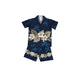 Ky's International Aloha Shirt - Boys Set 2 / Navy Blue KY's Boys Hawaiian Cabana Set, Vintage Hibiscus