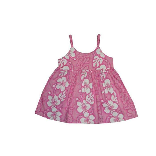 Ky's International Aloha Dress - Girls 6M / Pink KY's Girls Bungee Aloha Dress, White Hibiscus Panel