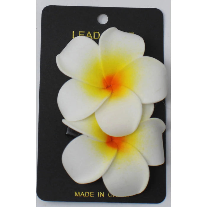 Plumeria Flower Hair Clips Various Colors - 2 Piece Set - Hair Accessories