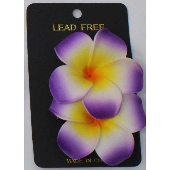 Plumeria Flower Hair Clips Various Colors - 2 Piece Set - Hair Accessories