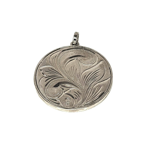 Leilanis Attic Pendant Round Plumeria Pendant with Sterling Silver and Hawaiian Koa Wood Inlay