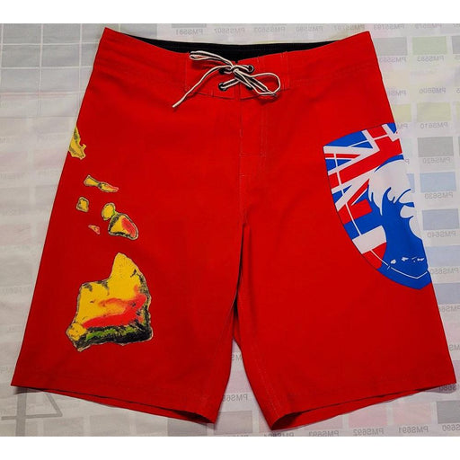 Paradise Isle Creations Board Shorts - Mens 46 Wailoa “Kam Shield with Islands” Mens Board Shorts