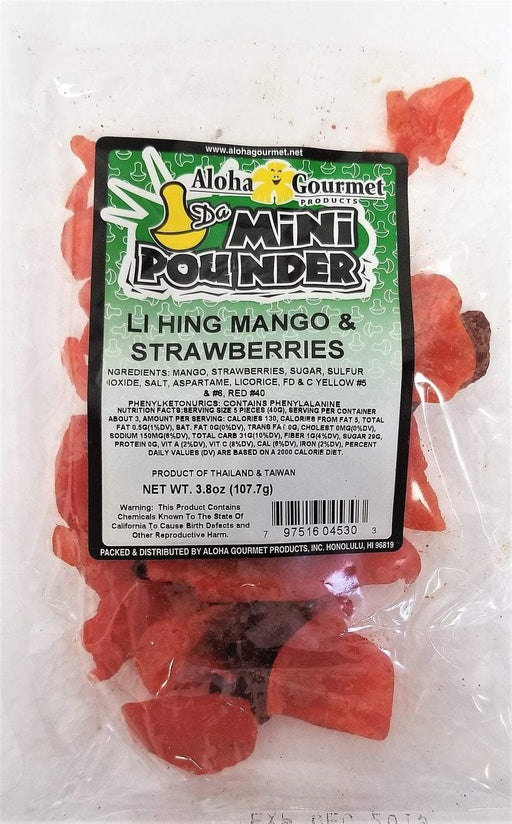 Aloha Gourmet Da Mini Pounder Li Hing Mango And Strawberries - Leilanis Attic