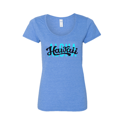 "Aloha Hawaii” Women's Heather Blue T-Shirt - Tank - Womens - Leilanis Attic