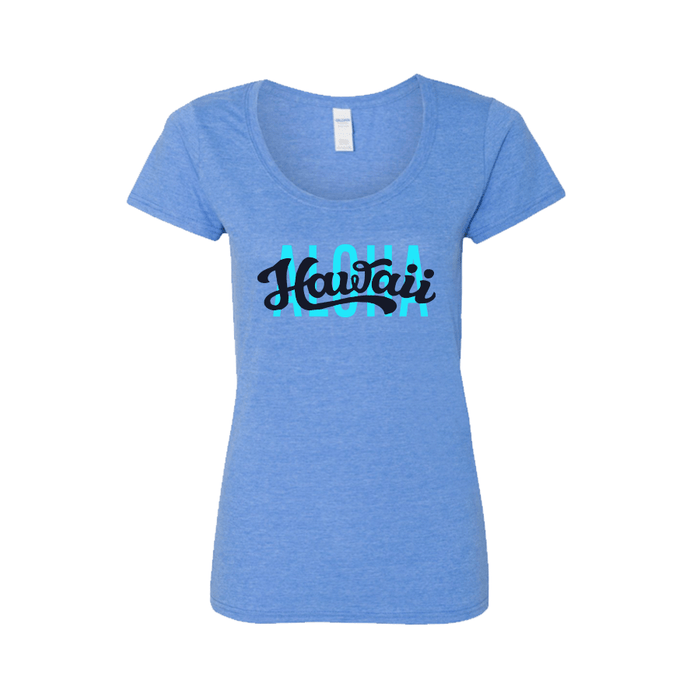 "Aloha Hawaii” Women's Heather Blue T-Shirt - Leilanis Attic