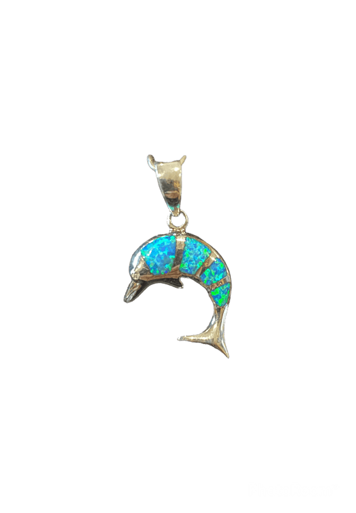 Blue Opal and Sterling Silver Dolphin Pendant - Leilanis Attic