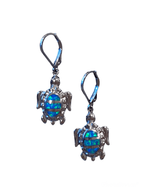 Blue Opal and Sterling Silver Honu Earrings - Leilanis Attic