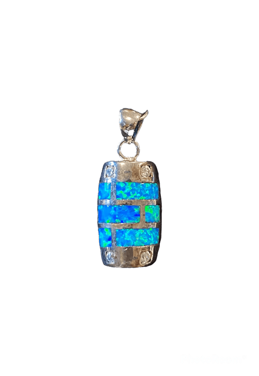 Blue Opal and Sterling Silver with CZ Beer Barrel Pendant - Leilanis Attic