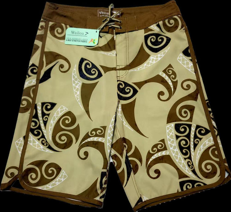 Brown Tribal Board Shorts - Leilanis Attic