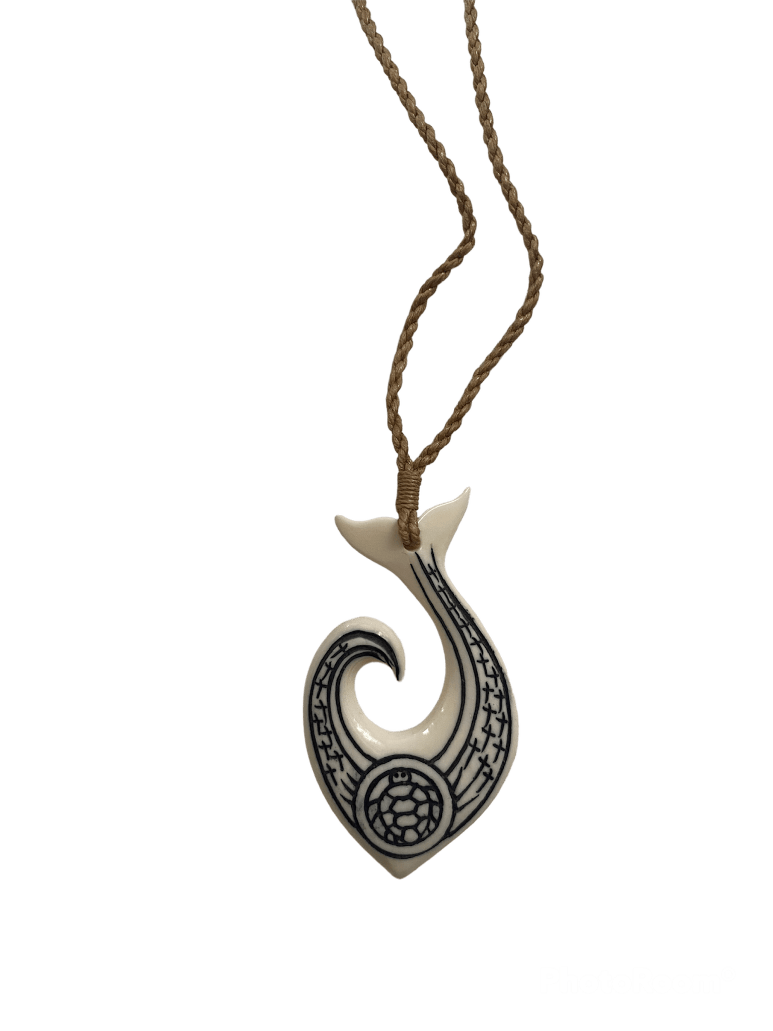 Carved Tattoo Whale Tale Bone Hook - Necklace - Leilanis Attic