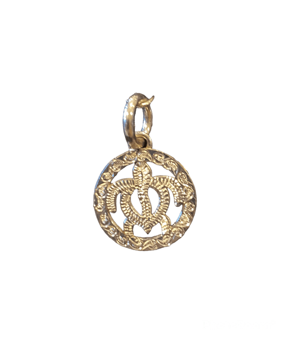 Engraved Sterling Silver Honu Circle Pendant - Leilanis Attic