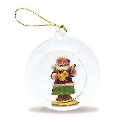 Glass Globe Ornament, Ukulele Santa - Leilanis Attic