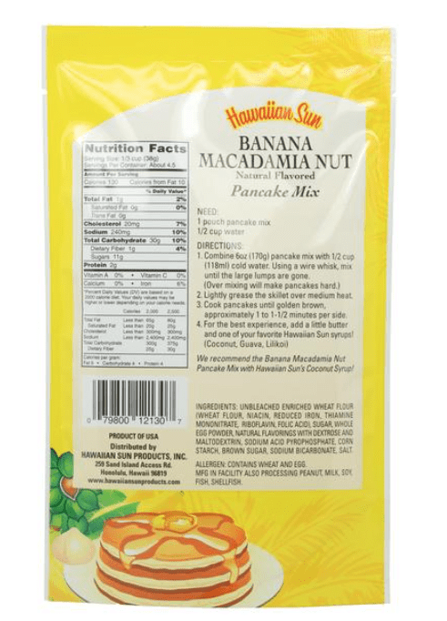 Hawaiian Sun Pancake Mix Banana Macadamia Nut, 6oz - Leilanis Attic