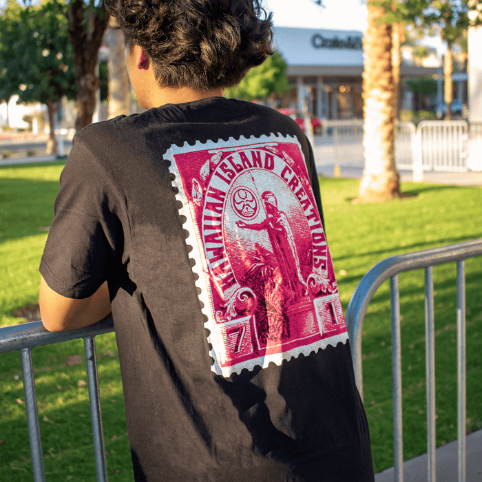 HIC "Kamehameha Stamp", Black Men's T-Shirt - Leilanis Attic