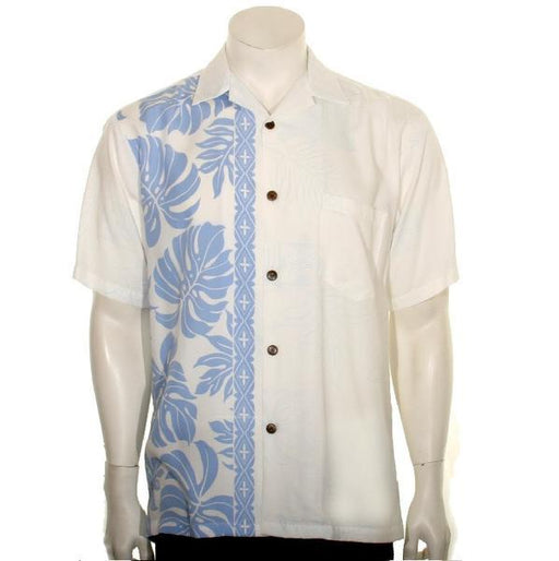 Hilo Hattie Mens “Prince Kuhio” Aloha Shirt (White/Baby Blue) - Leilanis Attic