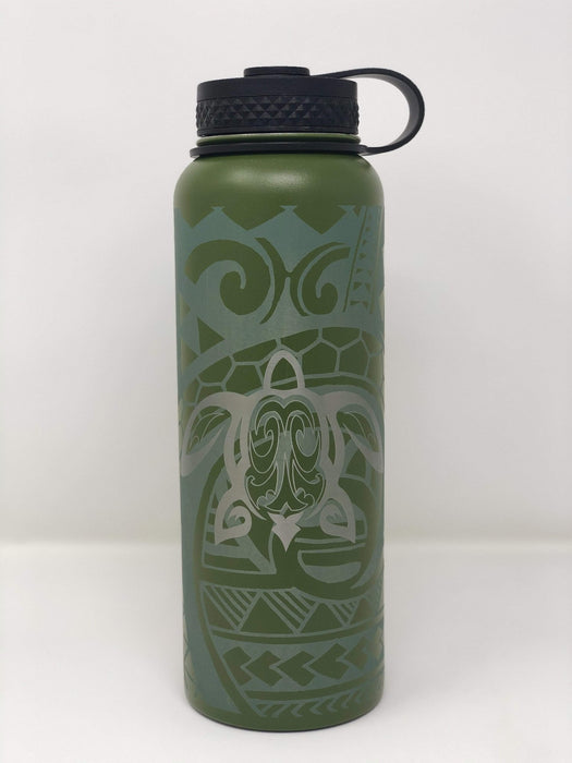 Laser Engraved Honu Tribal Flask - Flask - Leilanis Attic