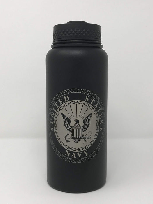 Laser Engraved US Navy Logo Flask - Flask - Leilanis Attic