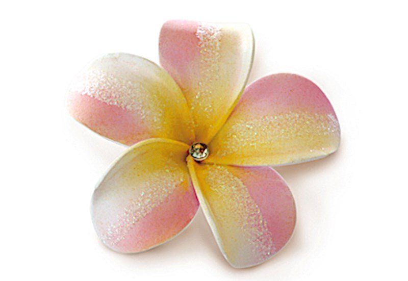 Madden Hair Accessories Plumeria Foam Hair Clip, Pink and Yellow and Glitter