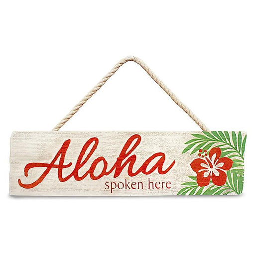 Madden Sign "Aloha Spoken Here" Wooden Hanging Sign